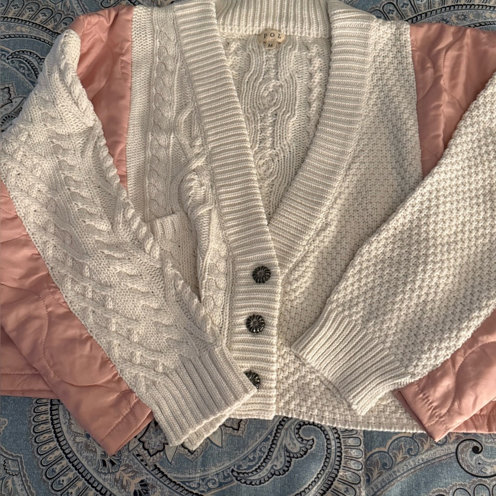 POL Ivory Cable Knit Sweater